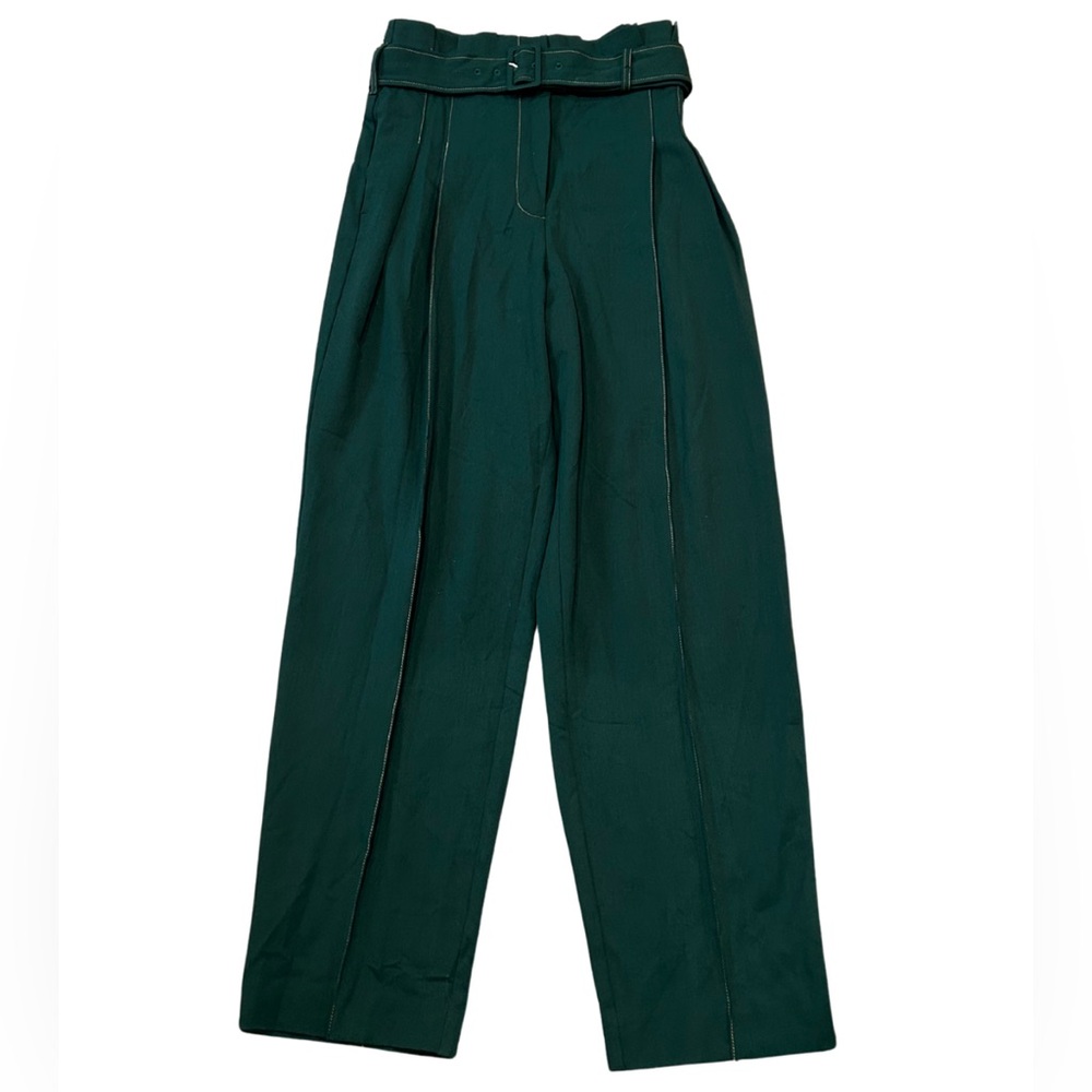 Mirla Beane Belted High Waist Trousers | Moss Green | Size 10 - Picture 4 of 8